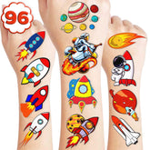 96 PCS Rocket Ship Birthday Party Decorations Favors Supplies Space Theme Party Favors Rocket Temporary Tattoos Stickers Gift for Boys School Prizes Rewards